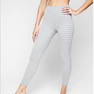 Grey and white striped leggings from Athleta